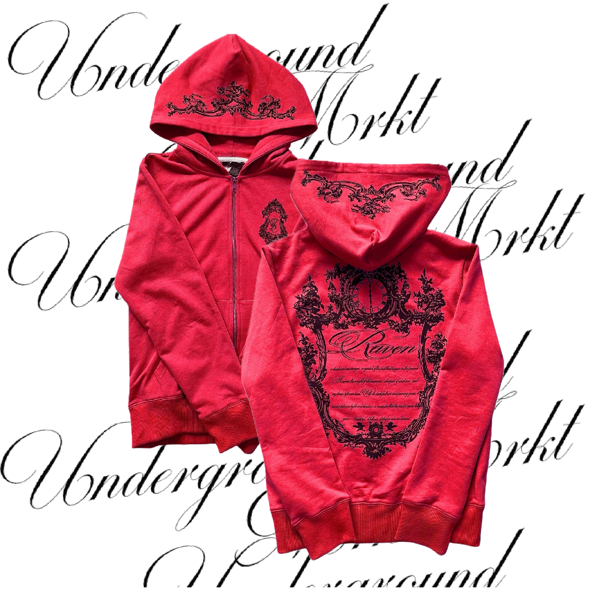 RAVEN FLORAL ZIP UP (RED) <3