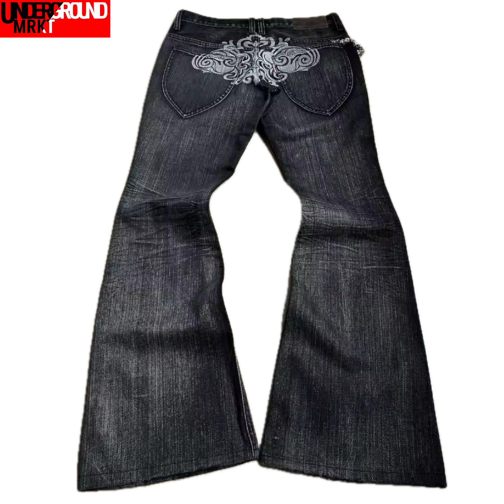 FLARED REAPER JEANS W WALLET CHAIN <3