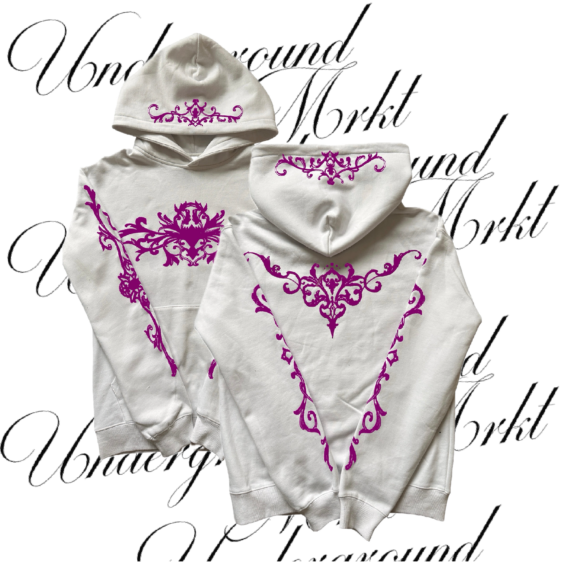 FLORAL RAVEN HOODIE (WHITE) <3