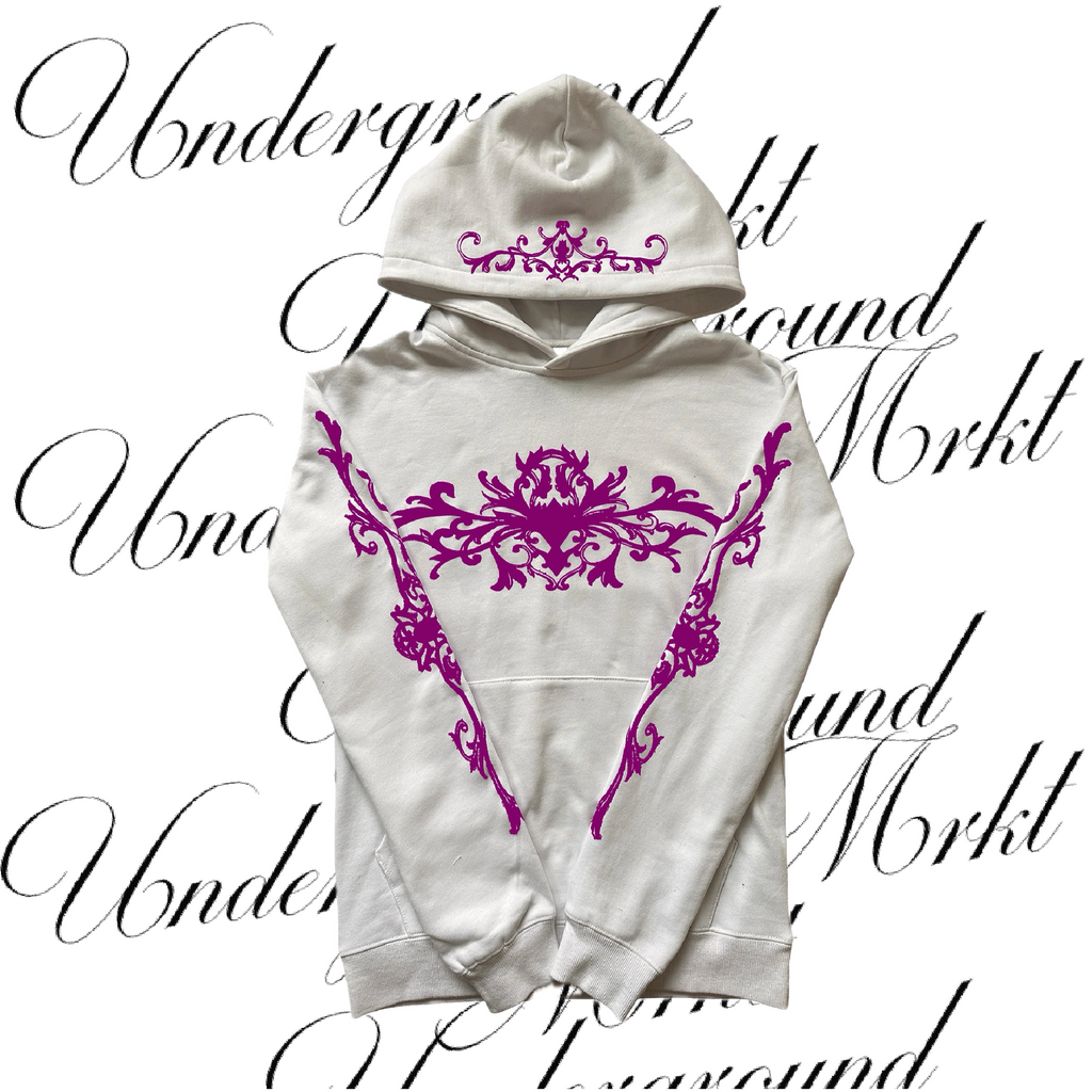 FLORAL RAVEN HOODIE (WHITE) <3