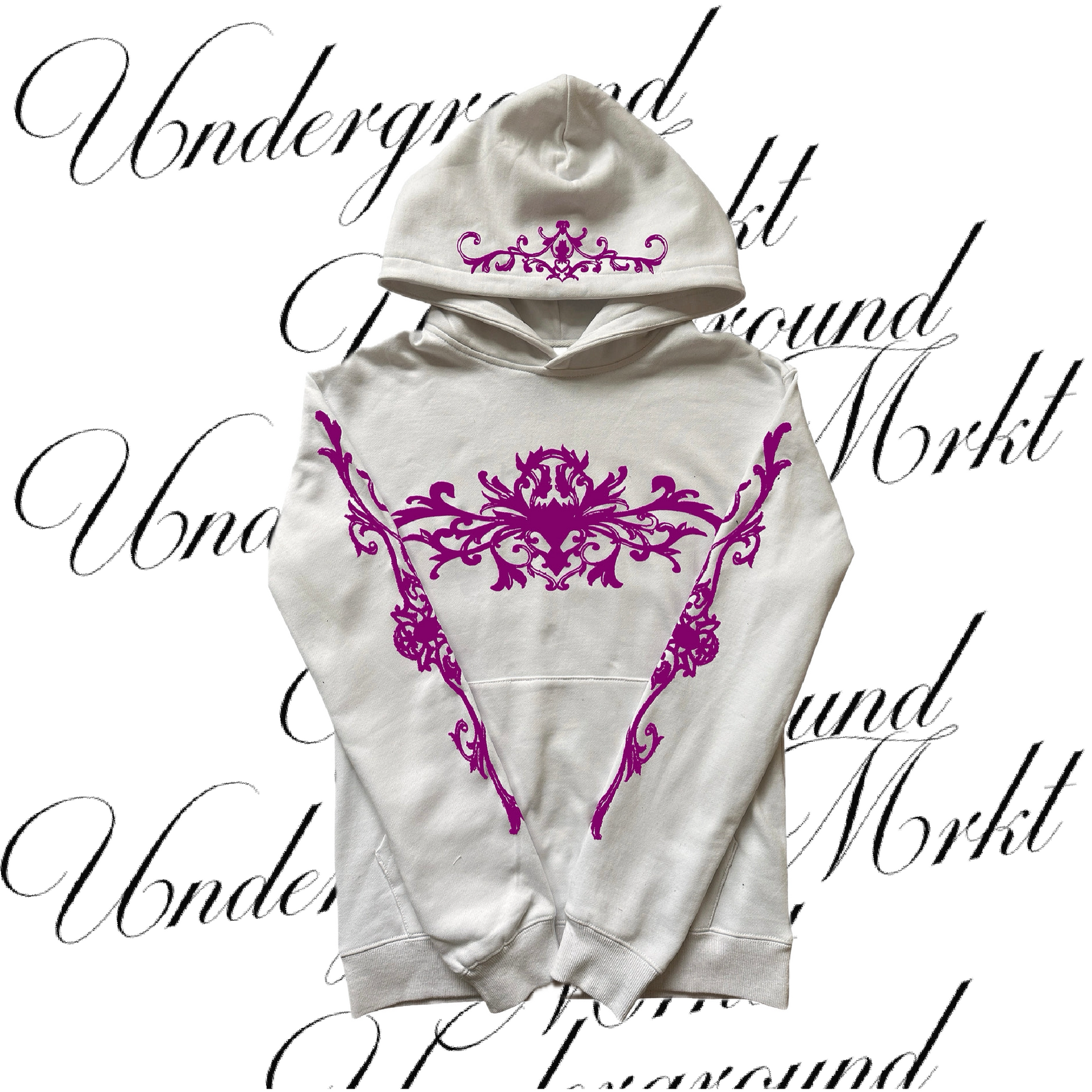 FLORAL RAVEN HOODIE (WHITE) <3