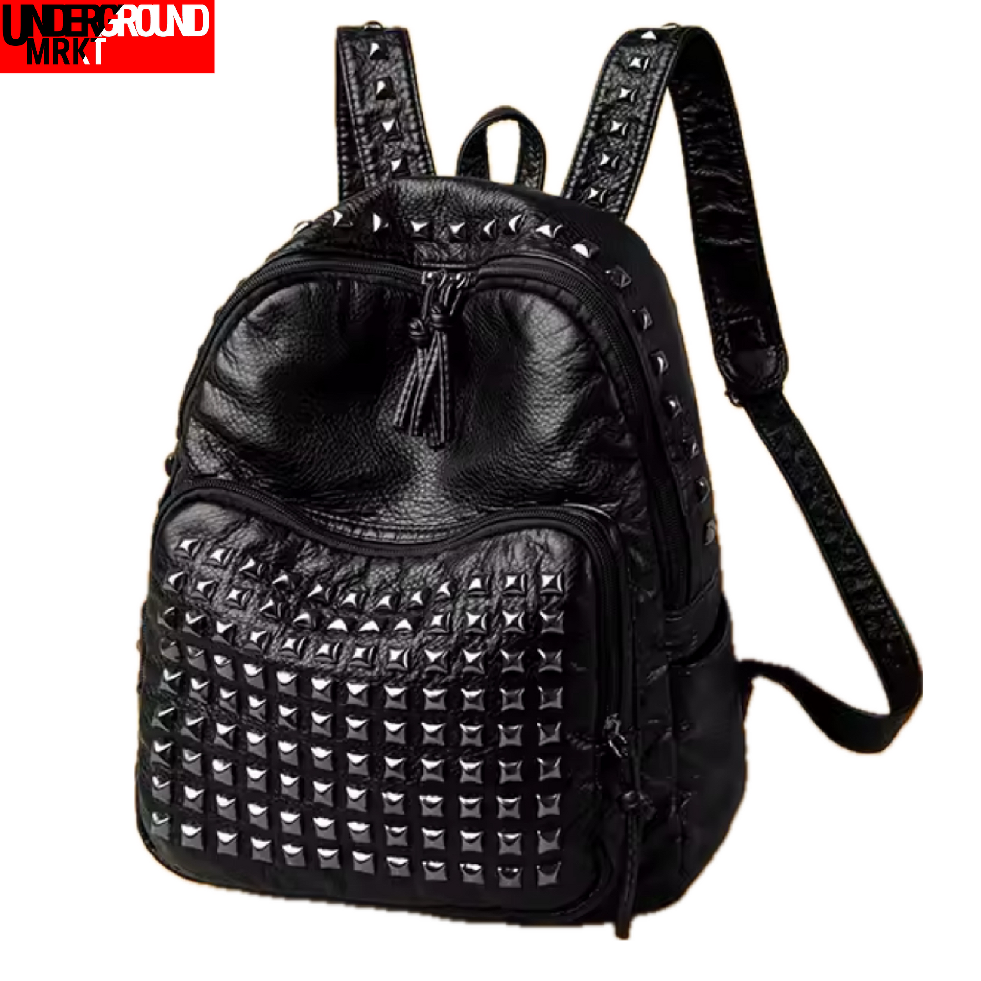 BLACK FALX LEATHER BAG W STUDS <3