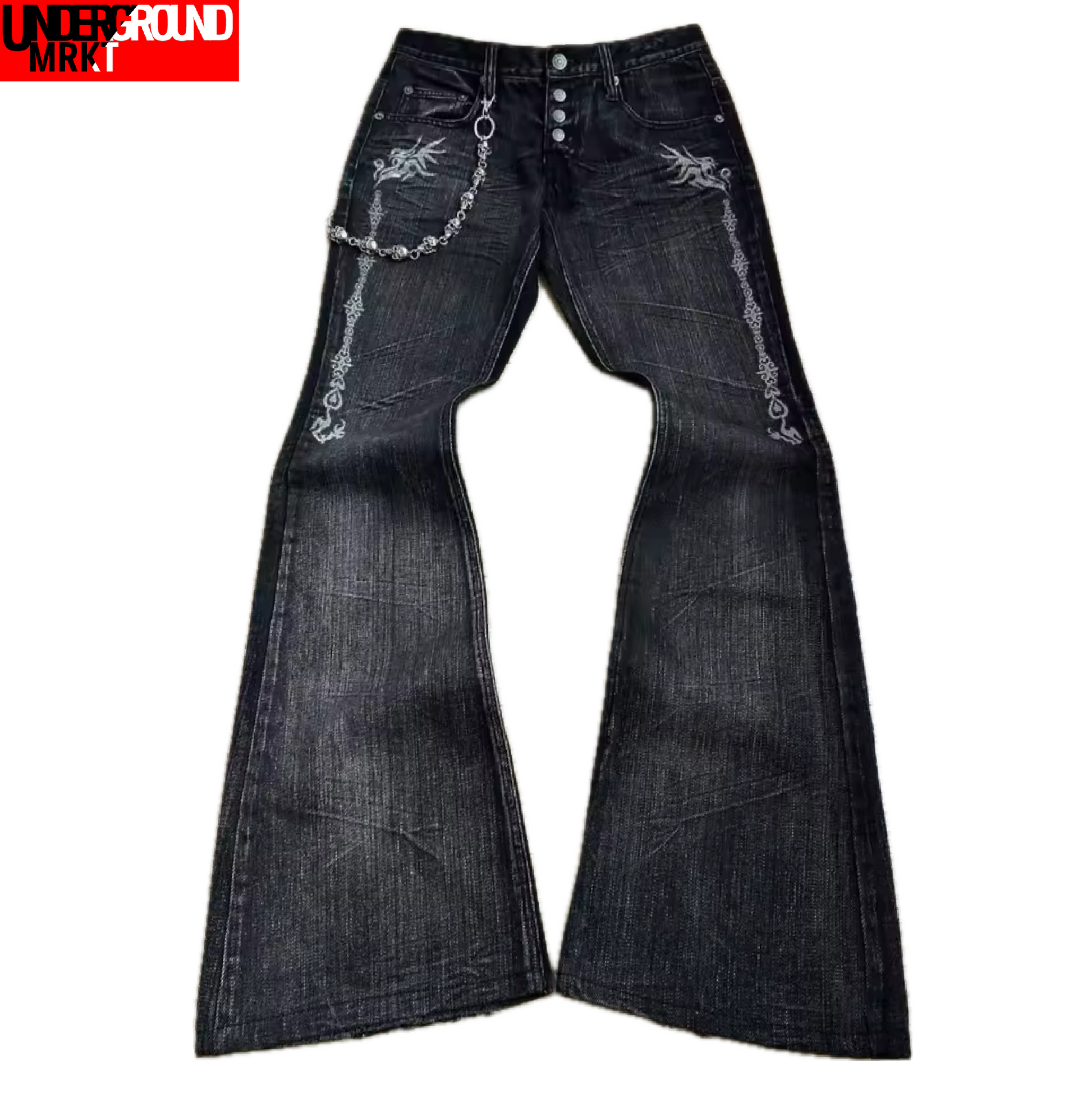 FLARED REAPER JEANS W WALLET CHAIN <3