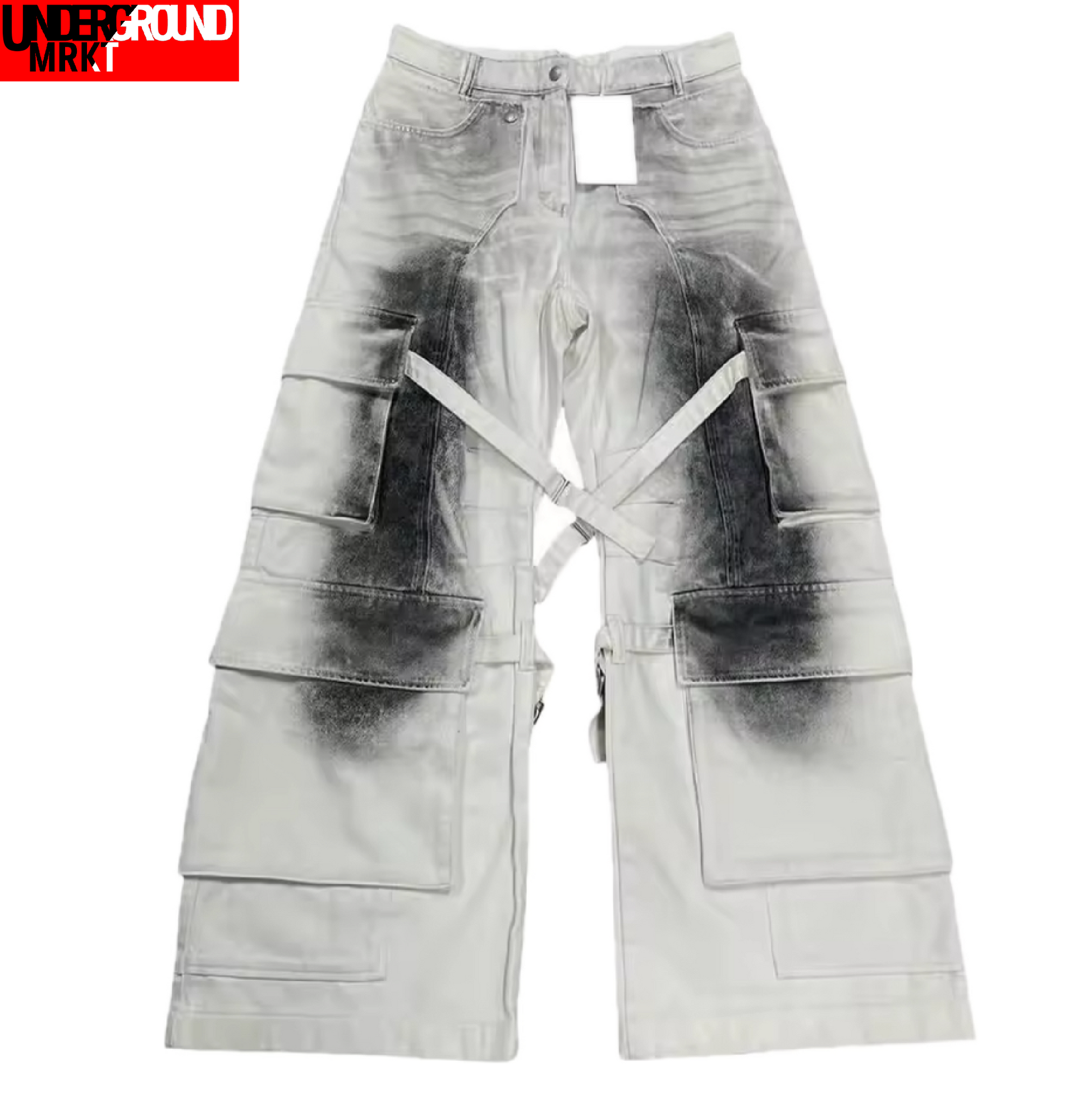 WHITE ASH BAGGY CARGOS <3